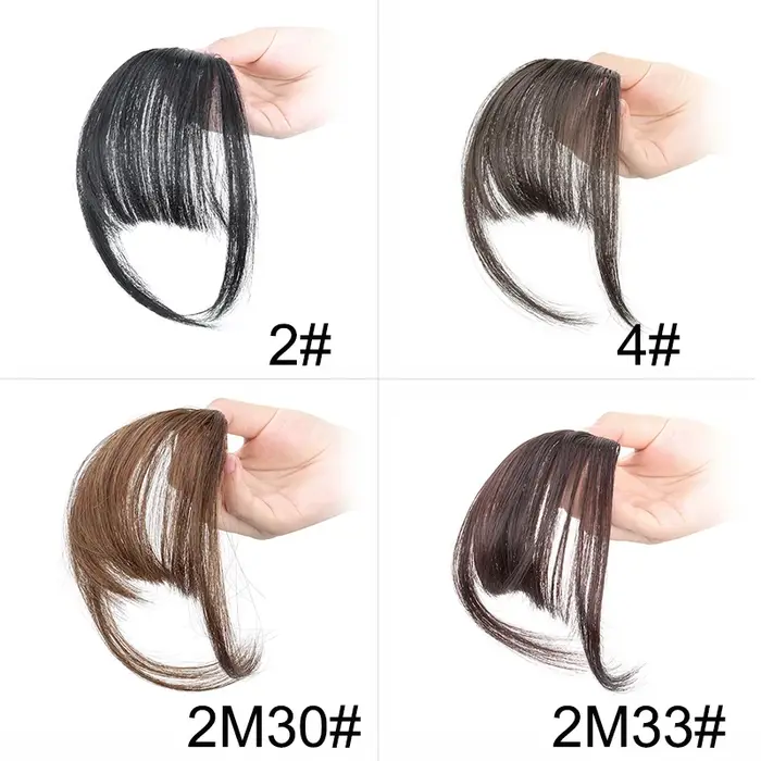 Extensions de cheveux invisibles Air Bangs : Postiche synthétique à franges frontales - Noir et marron pour femmes