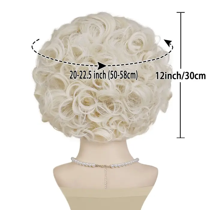 Perruque synthétique bouclée courte Blonde platine