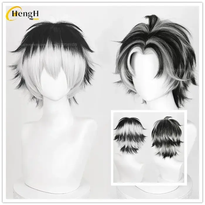 Anime Kotarou Bokuto synthétique 2 Styles Cosplay perruque courte 38 cm couleur mixte perruques résistant à la chaleur