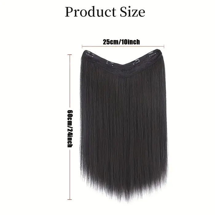 Extensions de cheveux synthétiques longues et lisses avec Clip en une seule pièce