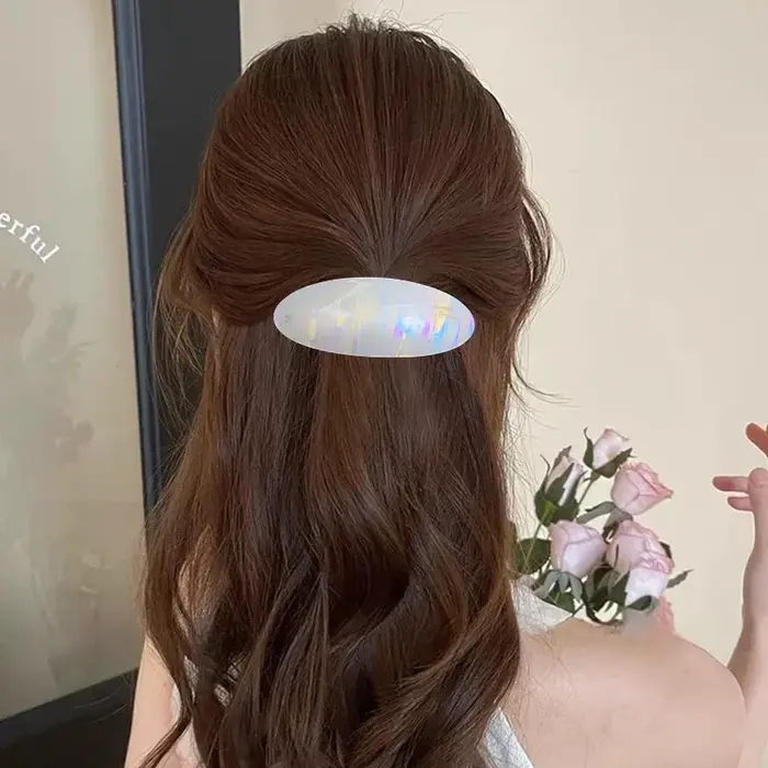 Pince à cheveux ovale vintage coréenne en acétate pour femmes et filles