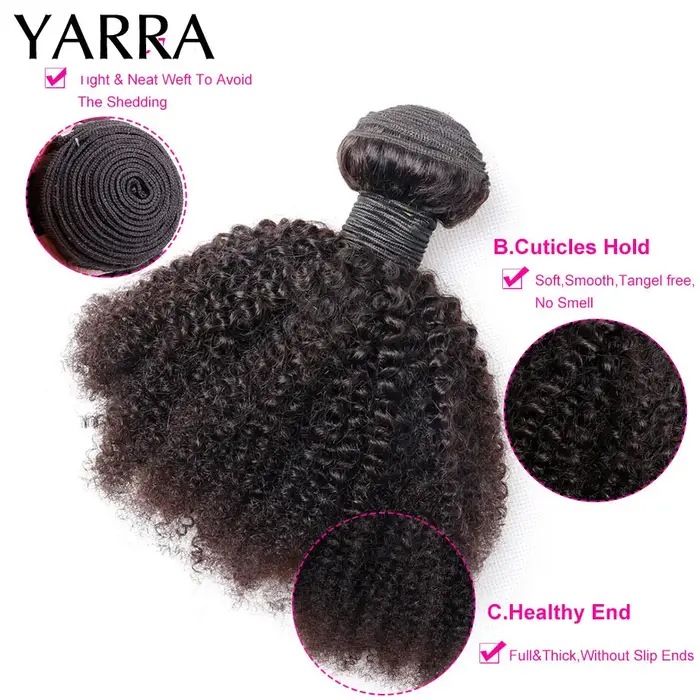 YARRA brésilien Afro crépus bouclés cheveux humains paquets 4b 4c Afro crépus en vrac cheveux humains armure paquet affaire Extensions de cheveux en gros