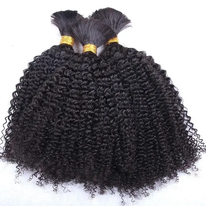 Extensions Afro Kinky en vrac, cheveux humains indiens bruts 100% naturels, non traités, vierges, po