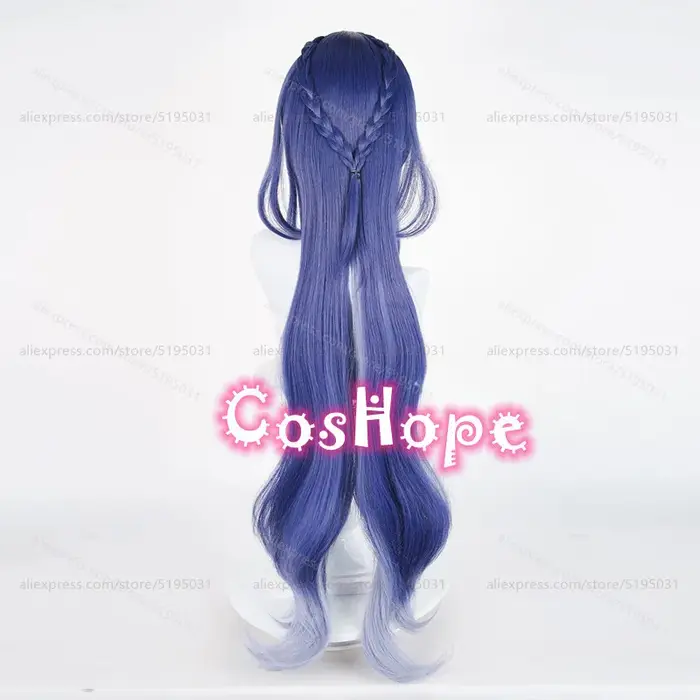 Lauma Cosplay perruque 100 cm longue bleu dégradé