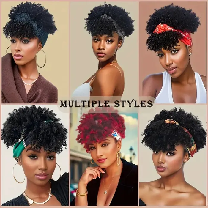 Perruque bandeau courte crépue bouclée Blonde ombrée Afro