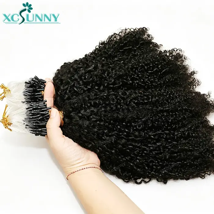 Extensions de cheveux bouclés crépus Micro Ring Loop 4C pour femmes noires, extensions de cheveux bouclés Micro Loop en gros
