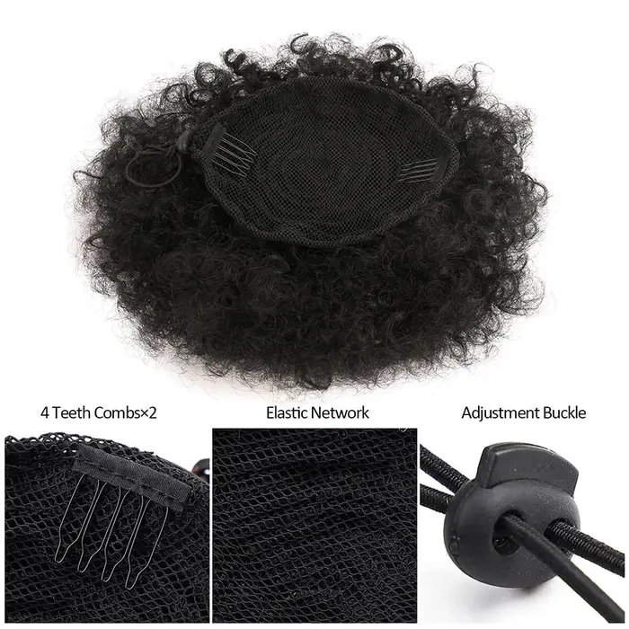 1PC femmes 10 pouces Afro crépus bouclés synthétique queue de cheval Extension avec cordon Style de base