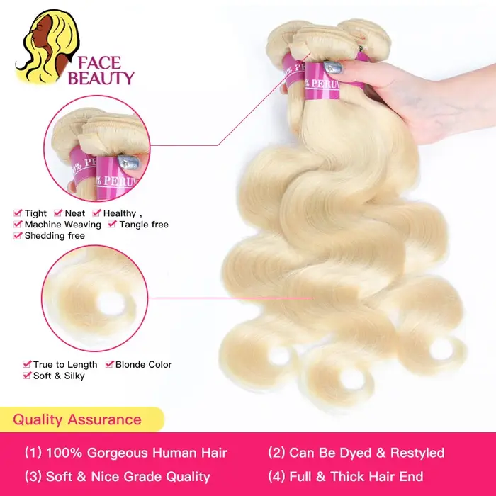Tissage en lot brésilien naturel Remy Body Wave blond 613