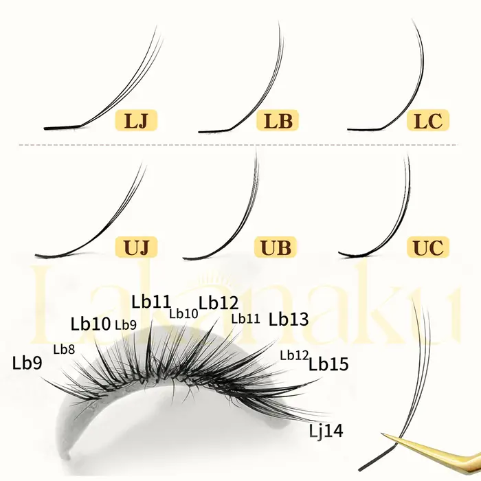 UJ LJ Extensions de cils pré-attachées effet camélia