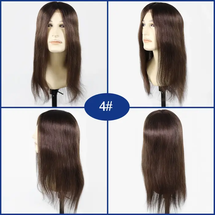 Cheveux humains brun chocolat homme toupet dentelle Pu