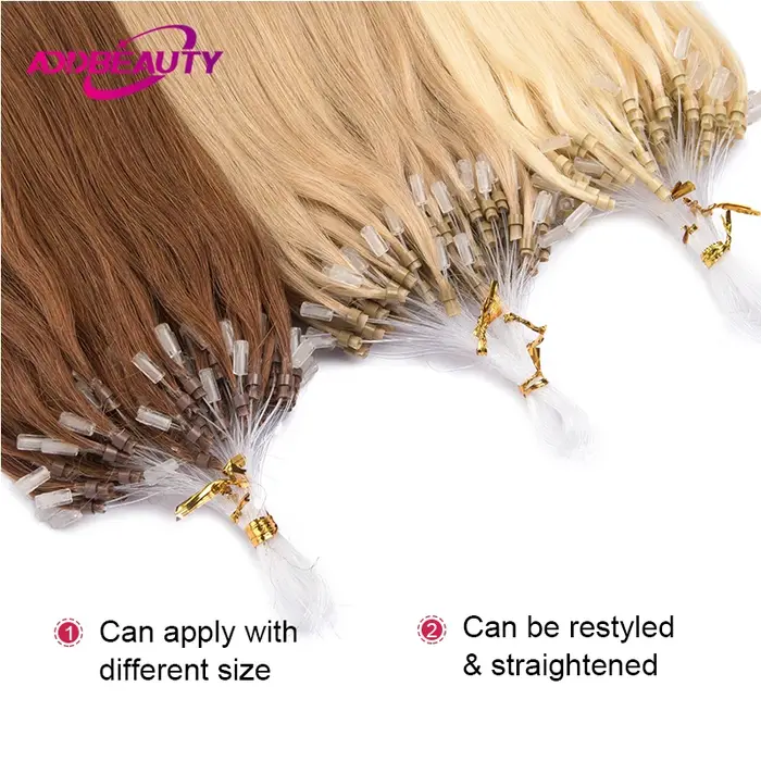 Micro boucle Extension de cheveux humains droite réel