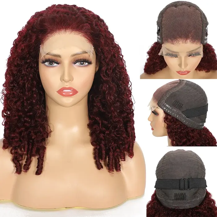 100% Double dessiné cheveux birmans bouclés sans colle dentelle fermeture perruques 250 densité rebondissant
