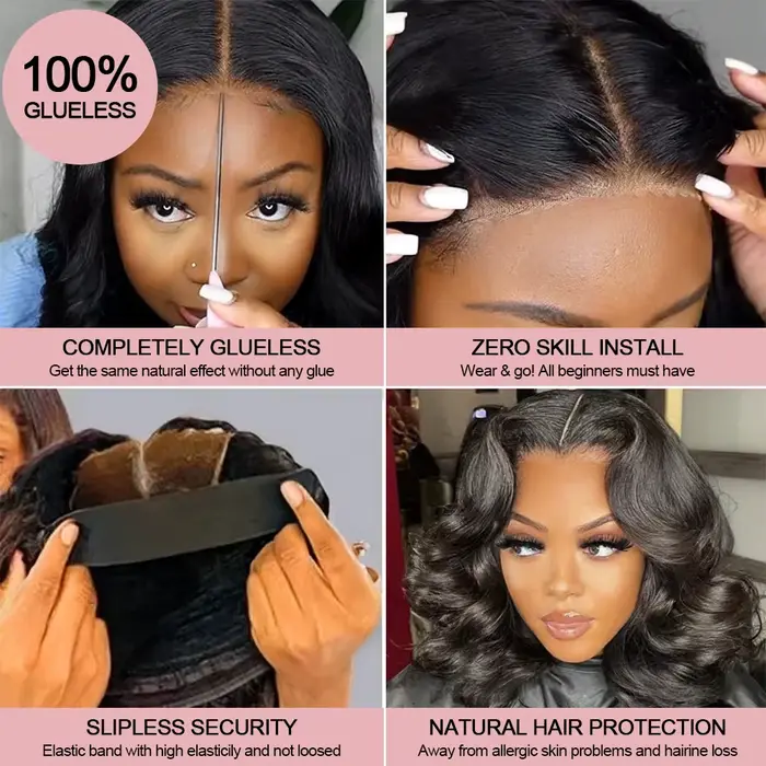 13x6 sans colle HD dentelle avant perruque vague de corps brésilien cheveux humains pré-coupé dentel