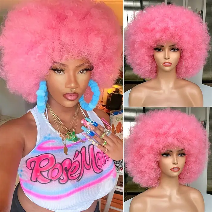 Perruque Afro Punk Rock des années 70 – Boucles synthétiques, Design de mode, grandes perruques de c