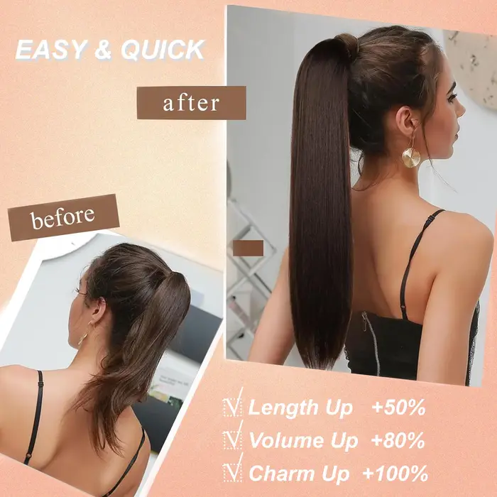 Extensions de cheveux queue de cheval longues tressées avec élastique