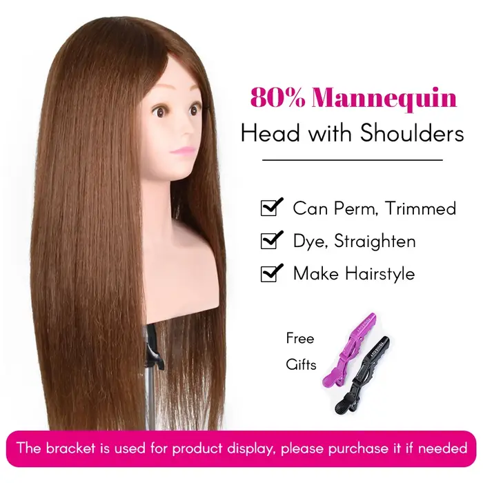 Perruque de tête de mannequin d'entraînement