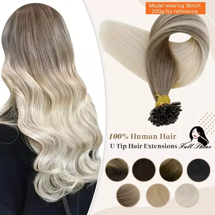 Extensions de cheveux humains pleine brillance U pointe Fusion