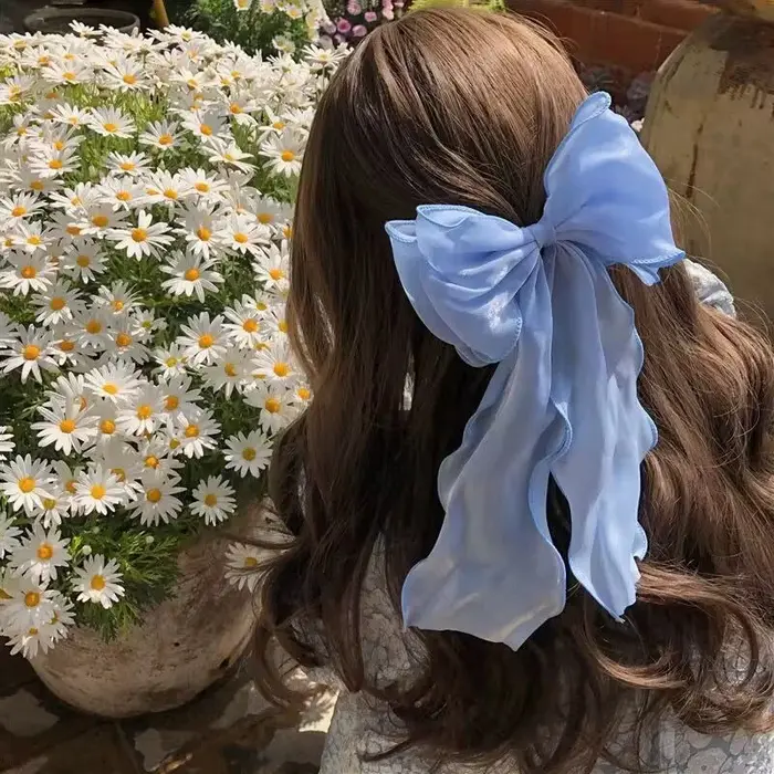 Pinces à cheveux avec nœud en mousseline de soie pour filles