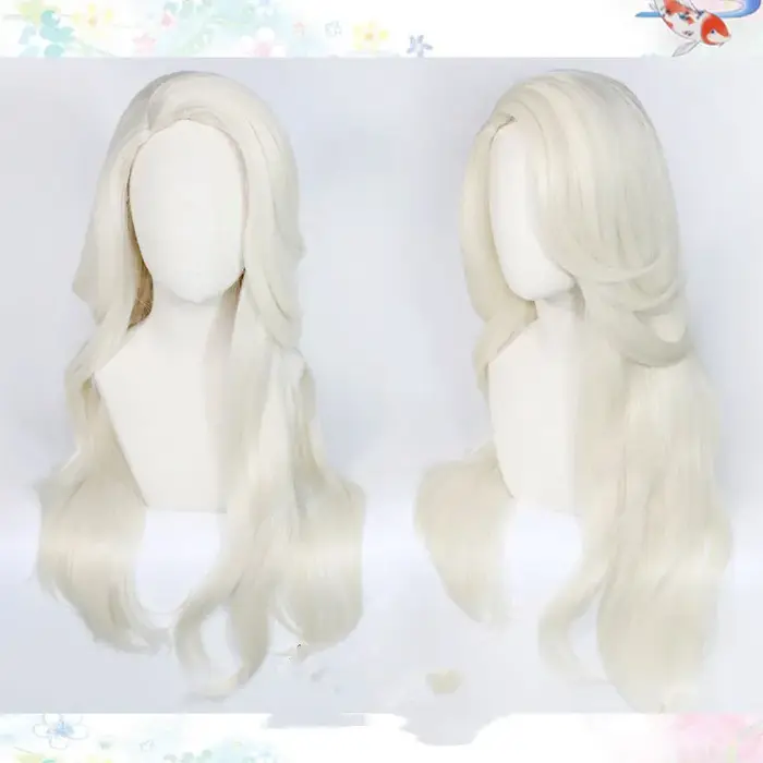 Perruque cosplay synthétique Elsa Snow Ice Queen, cheveux longs et ondulés, avec bonnet, nouveauté