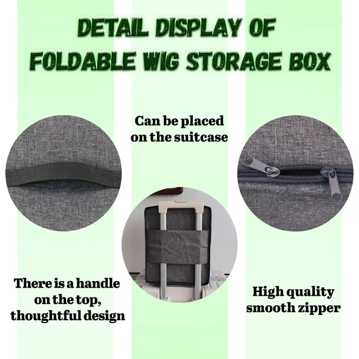 Boîte d'emballage de luxe pour perruques, boîte de rangement pliable pour perruques avec poignée supérieure, étui de voyage portable pour perruques, boîtes anti-poussière pour cheveux, emballage pour 