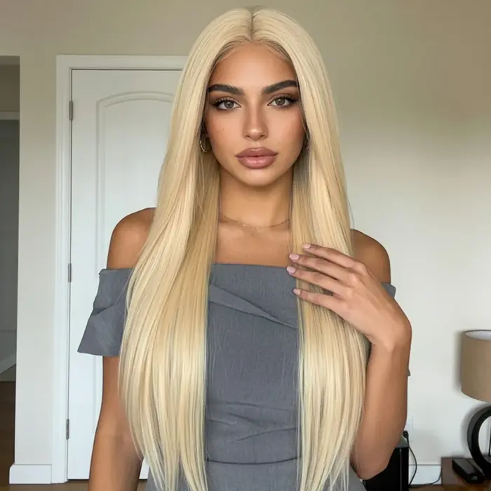 Perruque longue blonde pour femmes blanches
