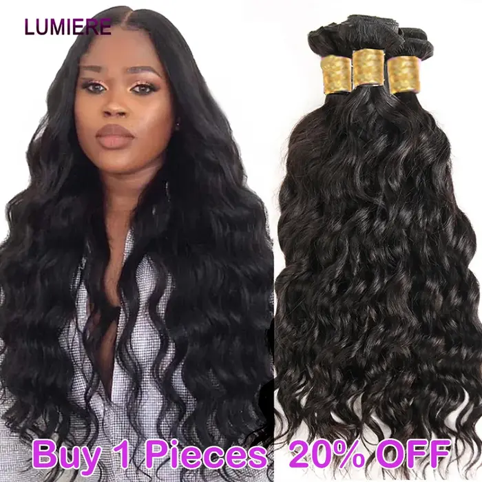 Bundles brésiliens de tissage de cheveux humains de vague profonde d'eau, extension naturelle brute,