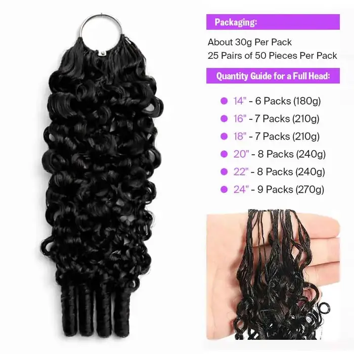 Extensions de cheveux humains bouclés Mégalook Burmese Curly au crochet