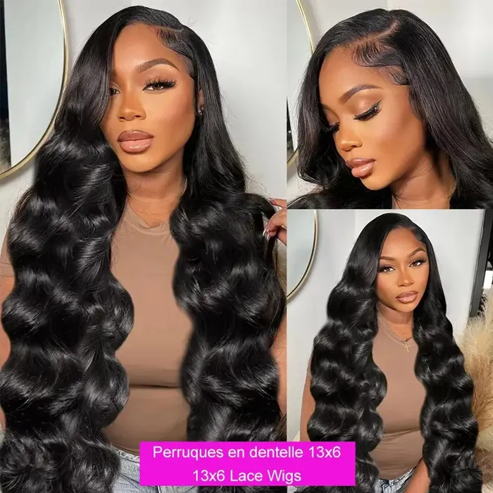 Perruques Bling Hair en cheveux humains, densité 180, ondulées, avec frontal en dentelle 13x6 et 13x