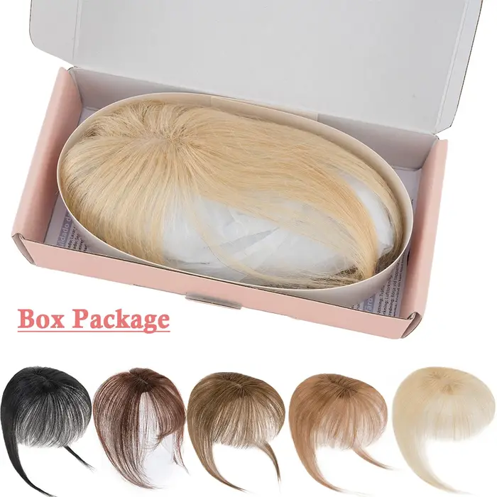 Clips en frange vrais cheveux humains 3D 360 ° Cover Air Bangs – postiches légères pour femmes