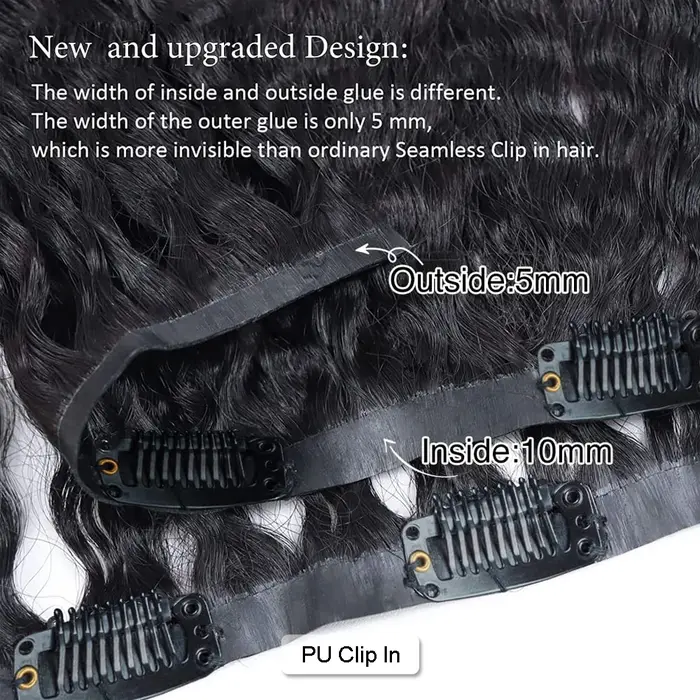 Clip en PU sans couture dans les Extensions de cheveux