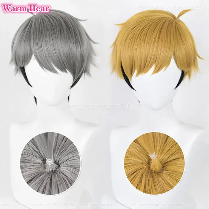 Perruque de Cosplay synthétique de haute qualité, 30cm, No.7 Miya Atsumu, perruques de fête résistantes à la chaleur + bonnet de perruque
