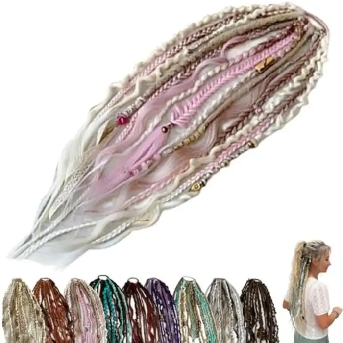 Extensions de queue de cheval élastiques tressées style bohème avec élastique à cheveux pour cadeaux