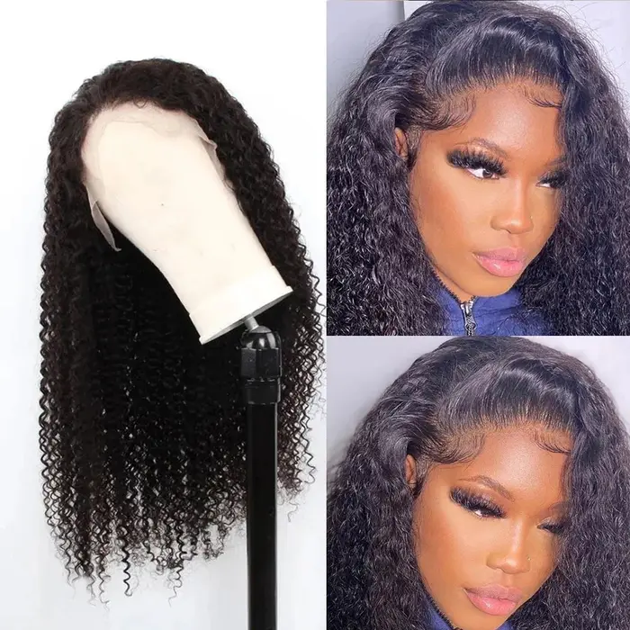Perruques de cheveux humains bouclés profonds pour femmes noires, dentelle transparente HD, perruque