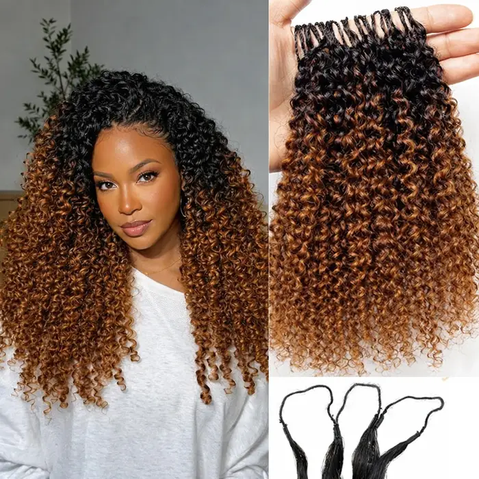 Extensions de cheveux humains bouclés pré-séparées pour crochet, sans nœuds, Miracle Knots TB30, che