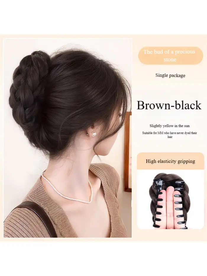 Postiche chignon tressé pour femmes, faux cheveux, colle à griffes, accessoires pour cheveux moelleu
