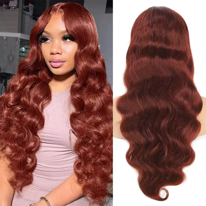 Perruque Brésilienne Naturelle Cheveux Humains Brun Rougeâtre