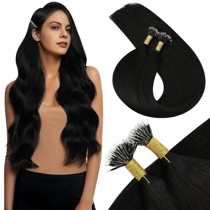 Moresoo Nano perles Extensions de cheveux cheveux humains Fusion à froid Nano pointe cheveux Nano li