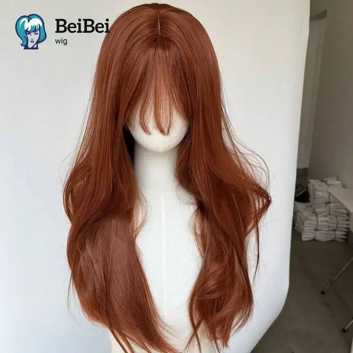 Perruque de fête de Cosplay longue et lisse au gingembre