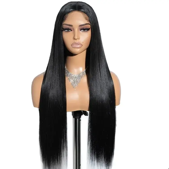 Perruques de cheveux humains Bling Hair 6x9 lisses et soyeuses sans colle avec dentelle frontale pou