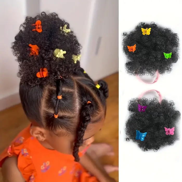 Extensions de cheveux synthétiques bouffantes africaines avec pinces papillon colorées, cheveux synt