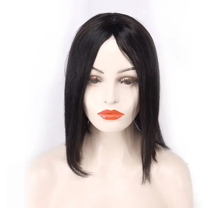Chimultraviolet-Perruques de cheveux humains droites avec partie centrale