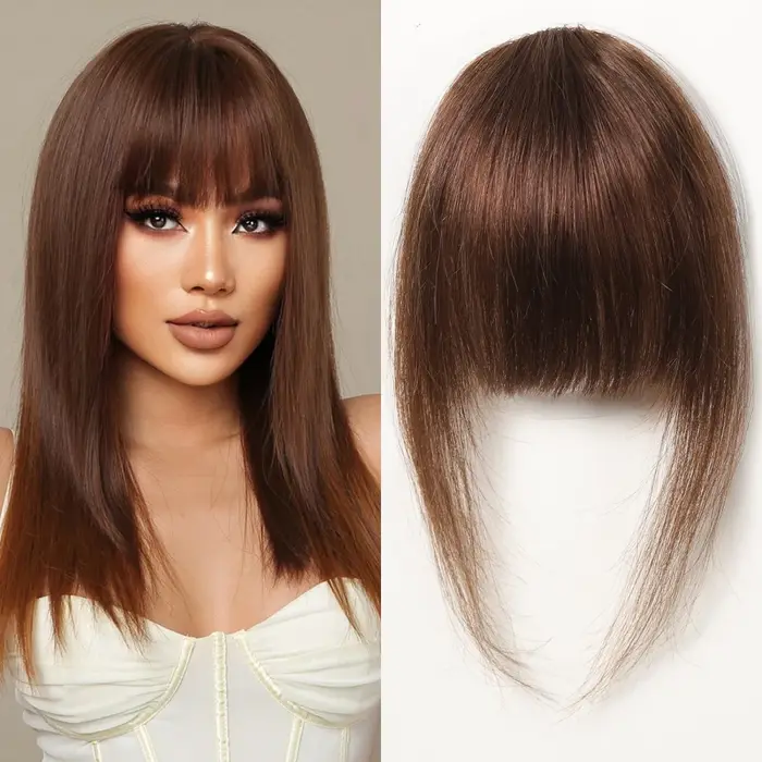 100% cheveux humains frange Blonde brun vaporeux Bang pince
