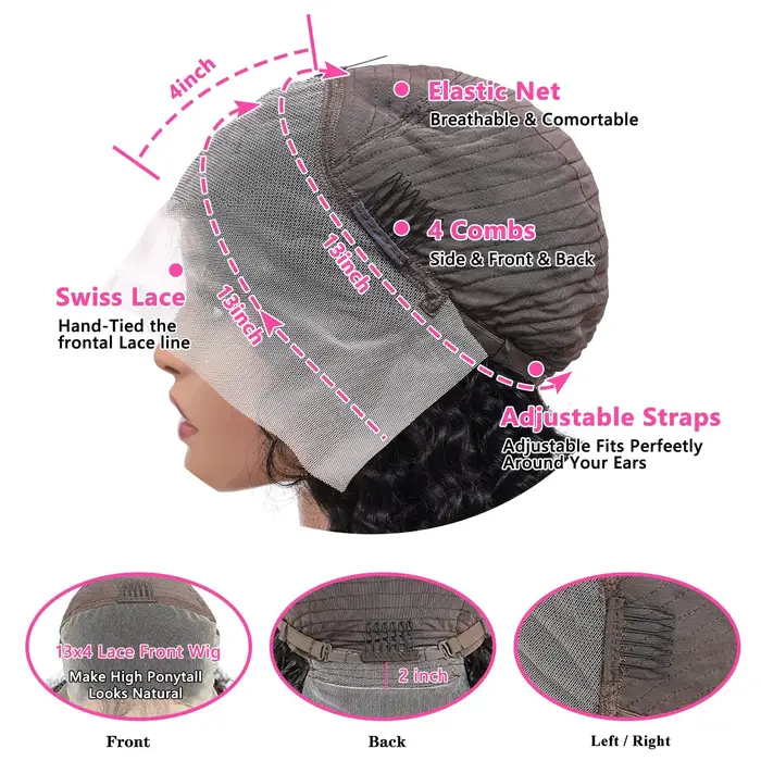 Perruque de vague de corps de cheveux humains perruque avant de dentelle brun chocolat 13x4 13x6 per