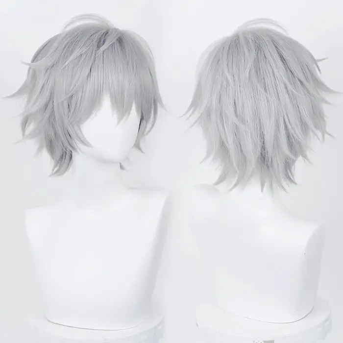 Kaworu Stationary isa Cosplay Perruque, Anime OligShort, Violet, Gris Argent, Degré de Chaleur, Chev