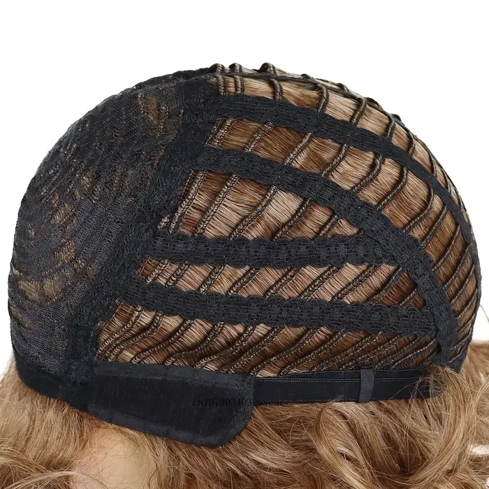 Perruque Synthétique Courte Bouclée et Brune avec Frange
