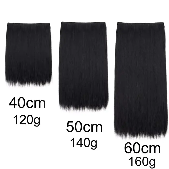 Extension capillaire synthétique épaisse à 5 Clips, postiche longue et lisse, 16 pouces, 20 pouces,