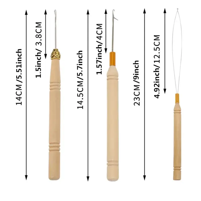 2/6/12 pièces Outils pour extensions de cheveux à micro-anneaux : Aiguille à boucler