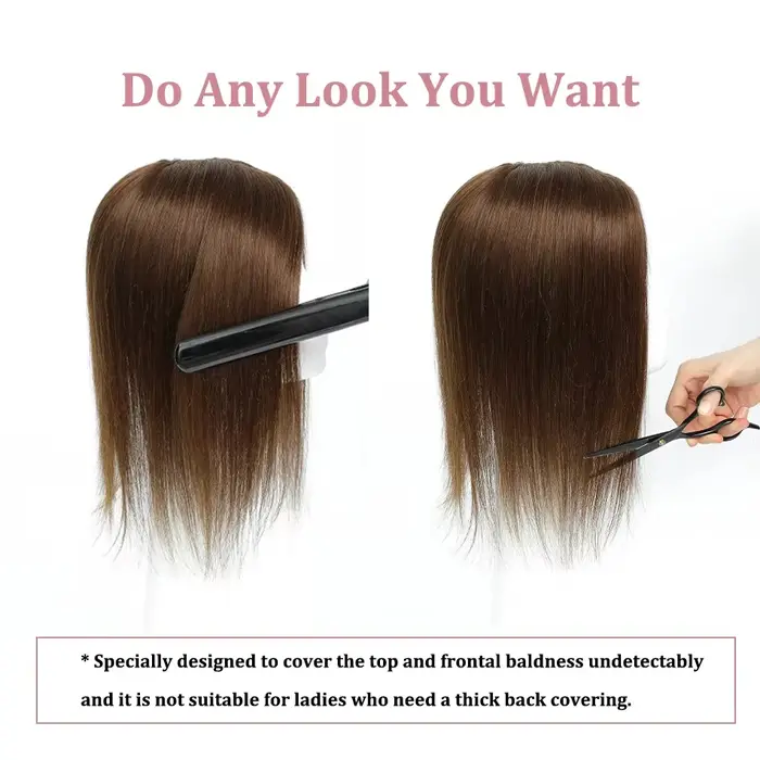 Topper de luxe 100 % cheveux humains | Perruque à clipser avec bretelles réglables | Postiche pour femme | Acheter en