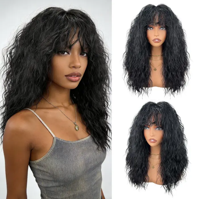 Perruque synthétique mi-longue pour femme