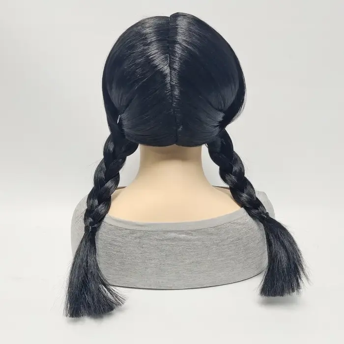 Perruque synthétique de Cosplay du mercredi addam